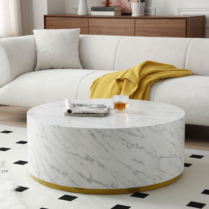 Marble Williamspace Fully Assembled Round Side Coffee Table For Living Room