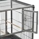 Thumbnail 5, PawHut Large Double Rolling Metal Bird Cage Bird House with Removable Metal Tray, Storage Shelf, Wood Perch, Food Container. Changes active main hero.