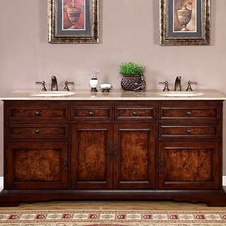 vanity double sink bathroom silkroad exclusive inch travertine watsonville chestnut vanities cabinet stone lowes similar items