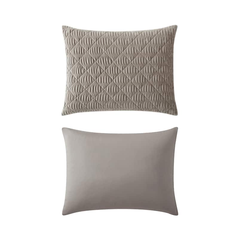 Vera Wang Solid Crushed Velvet Brown Reversible Quilt Set