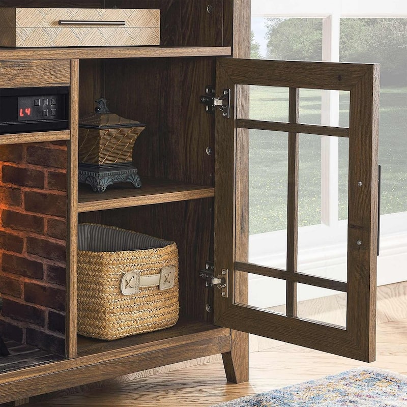 55” Fireplace TV Stand with 23‘’ Electric Fireplace,Modern Entertainment Center for 65‘’ TVs