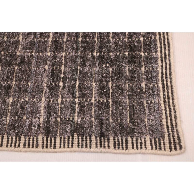 ECARPETGALLERY Hand Loomed Ananda Dark Grey Silk Rug - 3'11 x 6'0