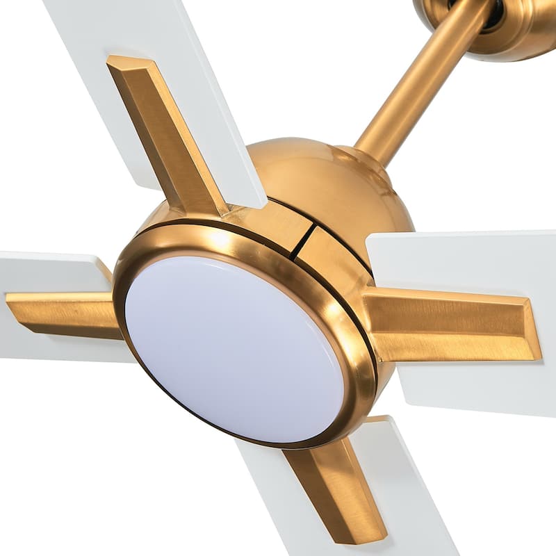 48" 4-Blade Modern White and Gold Ceiling Fan with Light