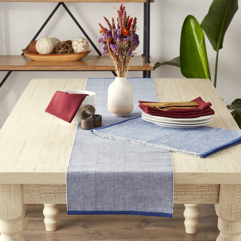 DII French Blue Eco-Friendly Chambray Fine Ribbed Placemat 6 Piece