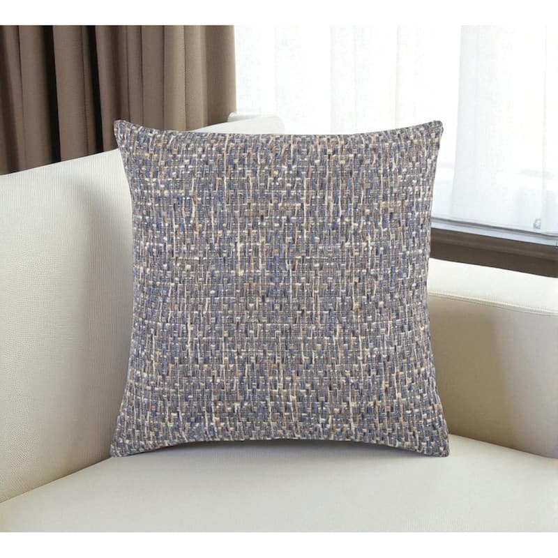 HomeRoots 22" Blue And Gray Geometric Weave Nubby Cotton Throw Pillow with Texture