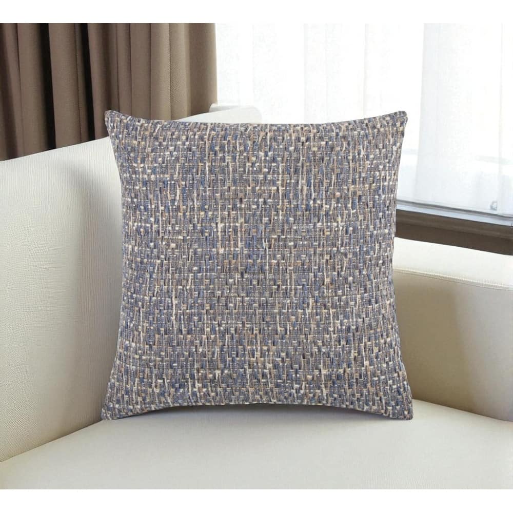 HomeRoots 22" Blue And Gray Geometric Weave Nubby Cotton Throw Pillow with Texture