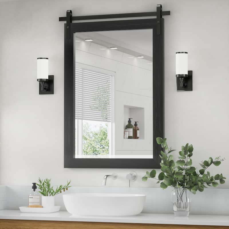 Rural Style Wall Mirrors Farmhouse Bathroom Mirrors Barn Mirror Vanity Mirror with Wood Framed(1 Piece)