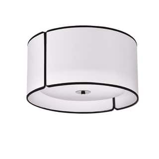 3 Light Flush Mount Ceiling Light Modern Drum Shade Matte Black - 15