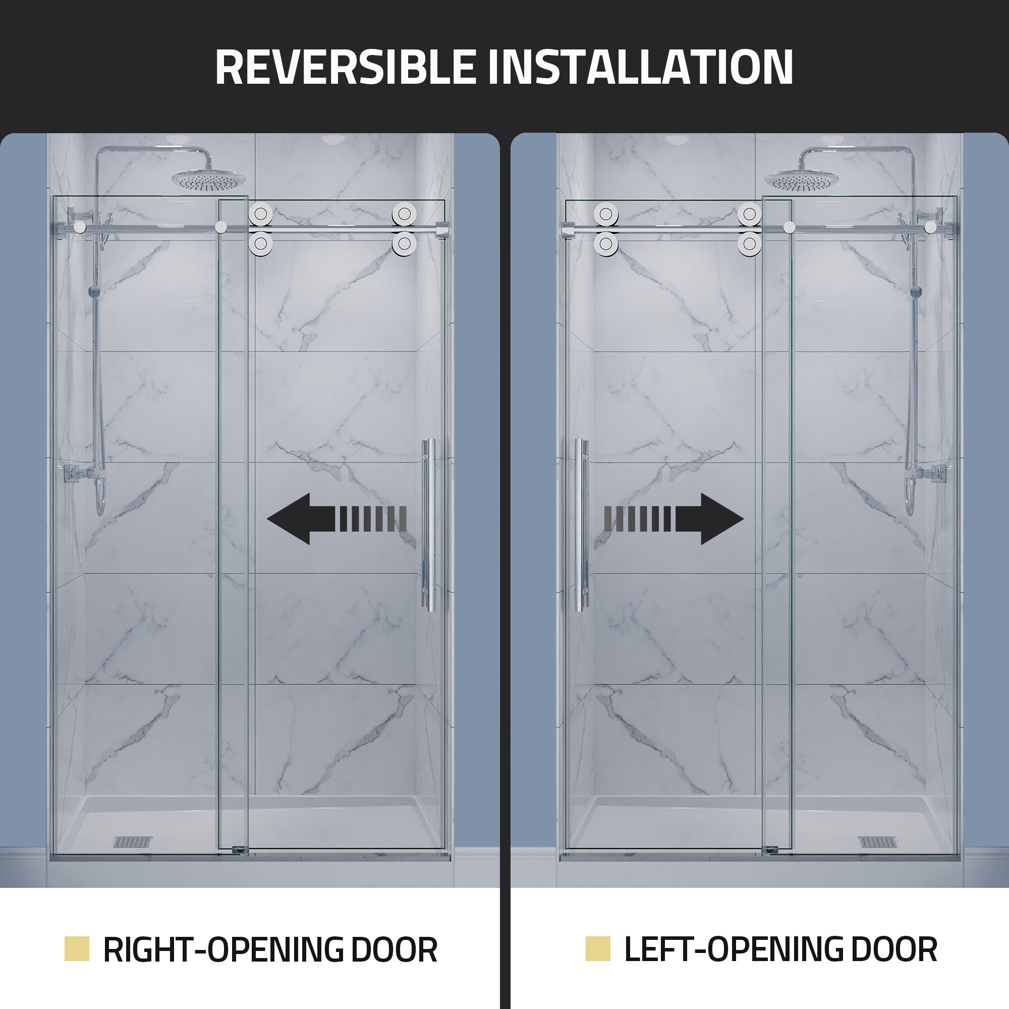 ANZZI Series 44 to 48 in. x 76 in. Frameless Shower Door with