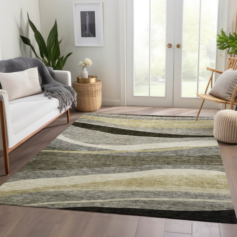 Machine Washable Indoor/ Outdoor Contemporary Deco Chantille Rug
