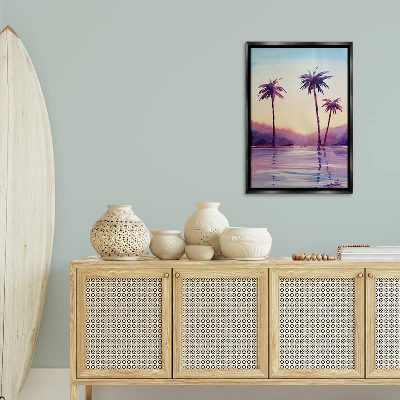 Stupell Purple Hued Palm Trees Framed Floater Canvas Wall Art Design By Stephanie Fielden