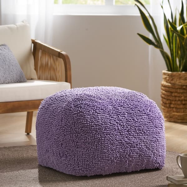slide 2 of 20, Moloney Modern Microfiber Chenille Pouf by Christopher Knight Home Lavender