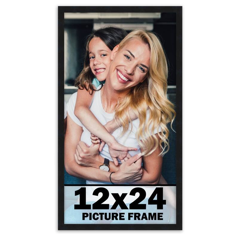 12x24 Frame Black Solid Wood Picture Frame | 0.75 Inch Moulding Width