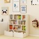 preview thumbnail 4 of 7, Toy Storage Organizer with 2 Movable Drawers, 7 Shelf Kids Bookcase with 2 Hooks for Kids Room, Playroom, Classroom, White 
