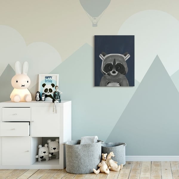 Stupell Racoon With Gaming Headset Children's Blue Grey Animal Canvas 