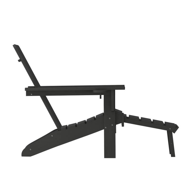 Commercial All-Weather Adirondack Chair with Pullout Ottoman & Cupholder