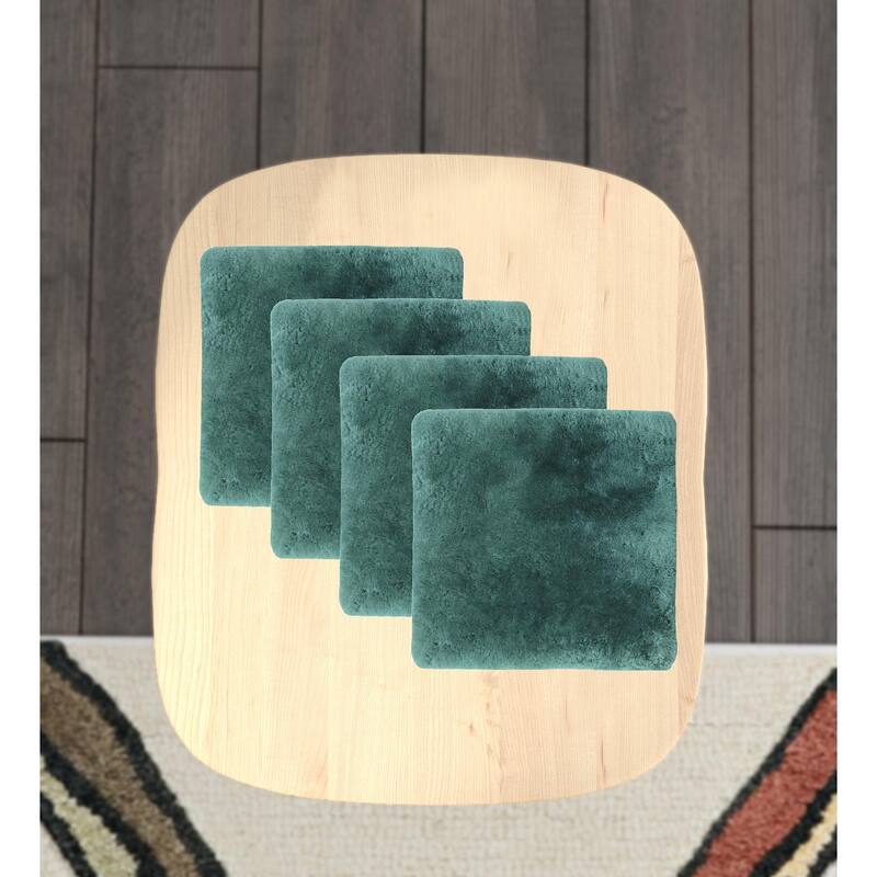 HomeRoots Set Of Four 17" X 17" Emerald Linen Solid Color Dining Chair Pad