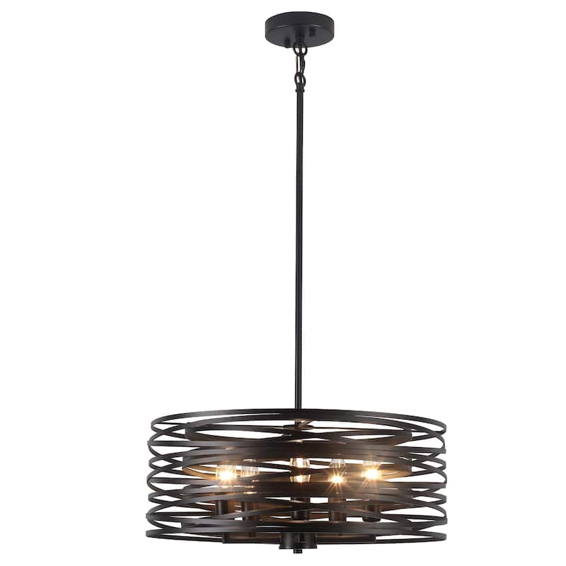 Farmhouse 5-Light Metal Drum Shape Pendant Light for Kitchen Island Entryway