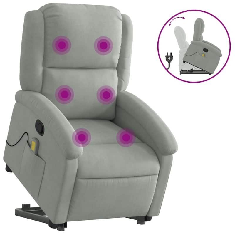 vidaXL Stand up Massage Recliner Chair Power Lift Wingback Armchair Velvet