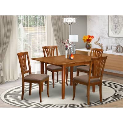East West Furniture 5 Piece Kitchen Table Set- a Rectangle Dining Room Table and 4 Kitchen Chairs, Saddle Brown (Seat Options)