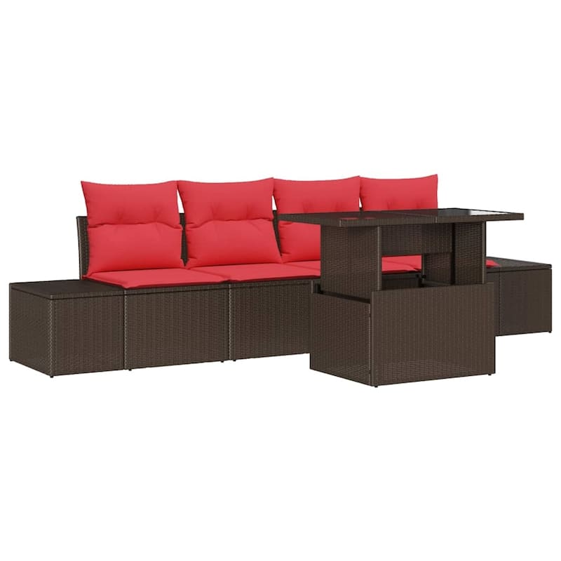 vidaXL 5 Piece Garden Sofa Set with Cushions - 115.8×24.4×27.2