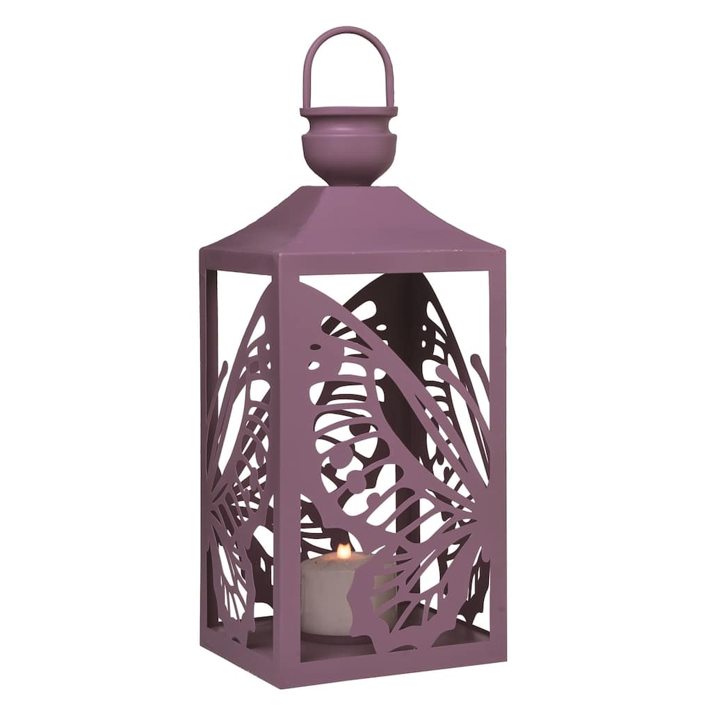 Transpac Metal 19.5" Green Spring Butterfly Lantern