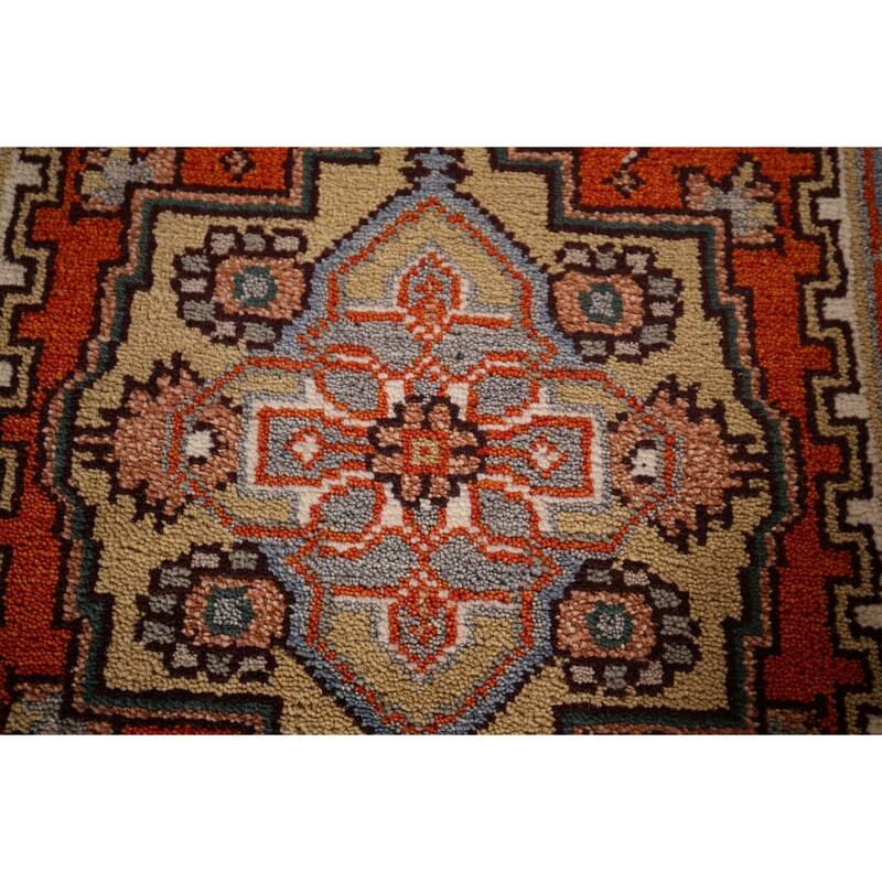 Orange Heriz Serapi Oriental Runner Rug Hand-Knotted Wool Carpet - 2'7"x 8'1"