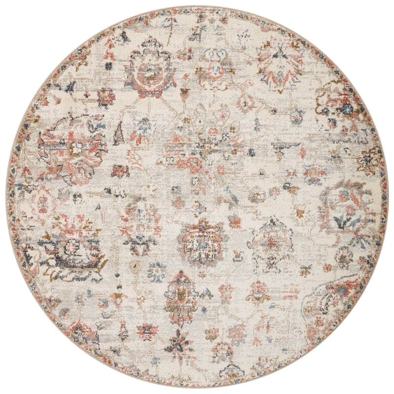 Alexander Home Valeria Farmhouse Botanical Area Rug - 3'-9" x 3'-9" Round