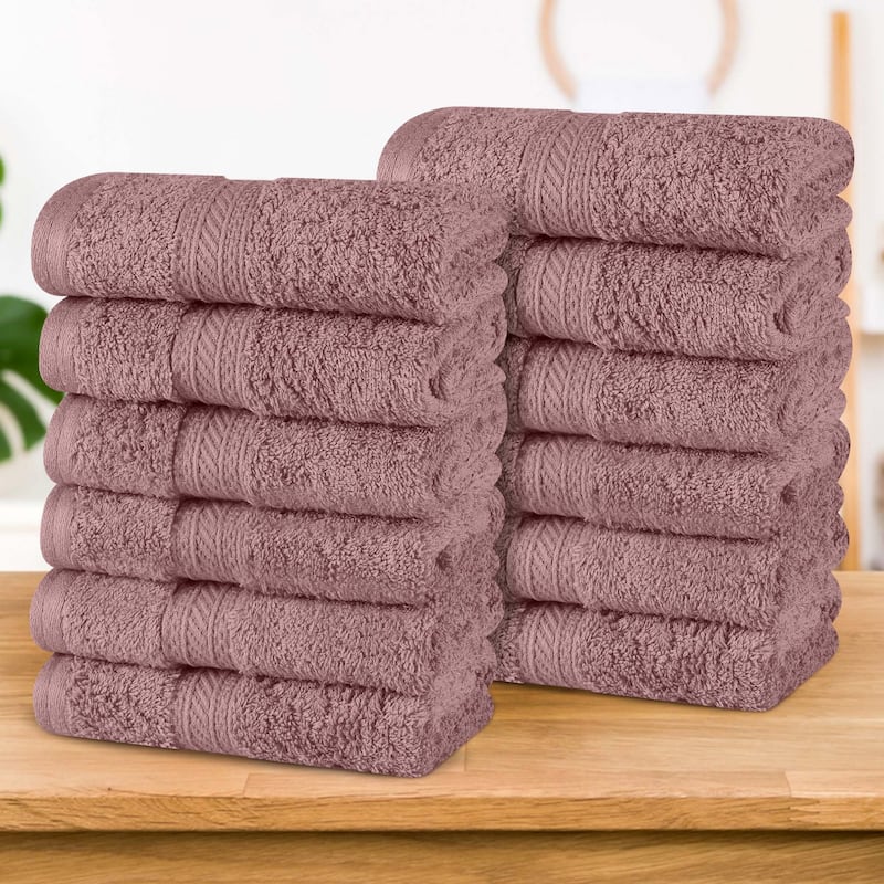 Superior Atlas Cotton Plush Heavyweight Face Towel Washcloth Set of 12