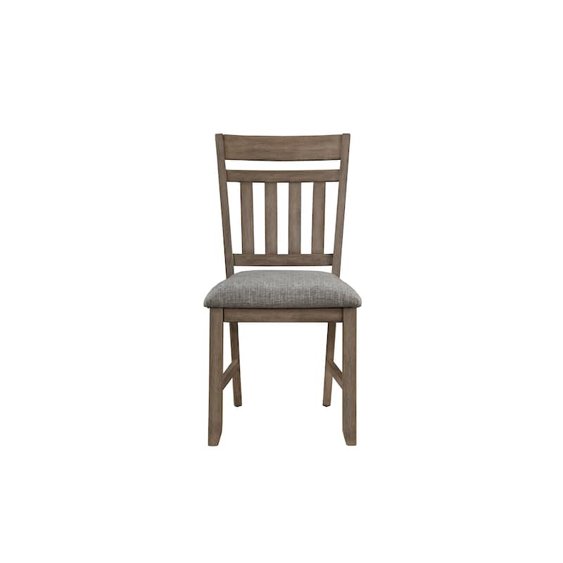 Harris Dining Chair Set of 2, Gray Fabric Brown Solid Rubberwood