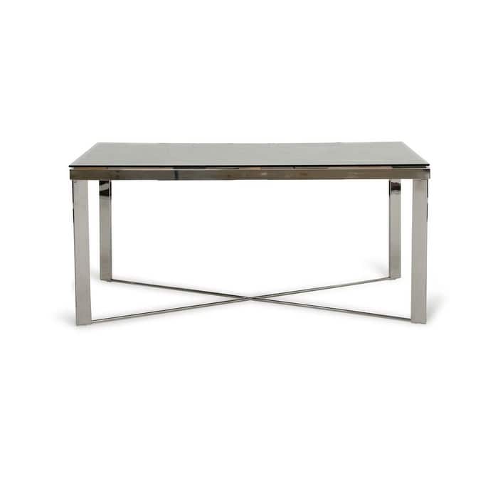 Modrest Barry Modern Rectangular Wood Mosaic Dining Table - Silver