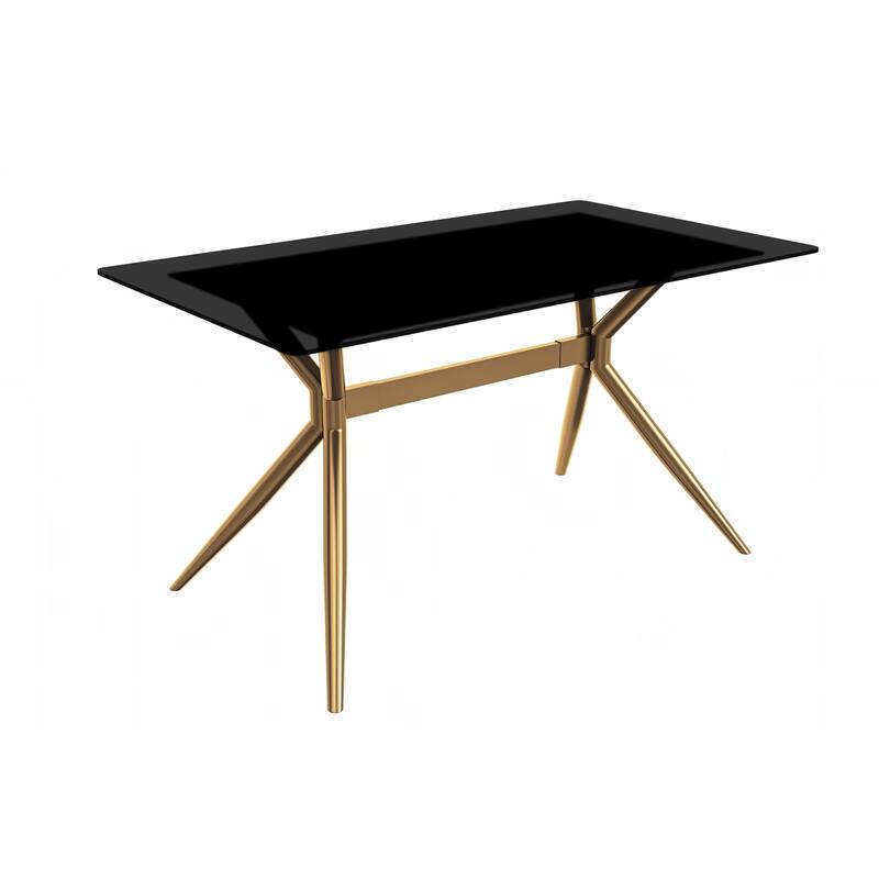 Elega Rectangular Dining Table with Sintered Stone/Glass Top - 55 Inch - Black