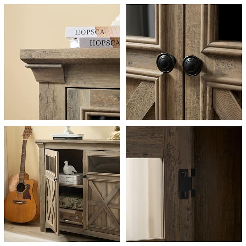 Wood Buffet Cabinet with 2 Doors and Metal Handle