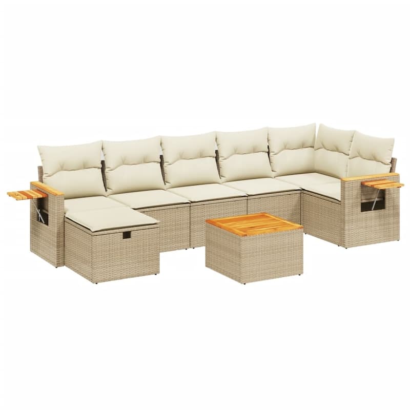 vidaXL Patio Sofa Set with Cushions Outdoor Conversation Furniture Poly Rattan