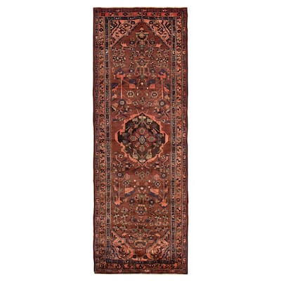 ECARPETGALLERY Hand-knotted Anadol Dark Red Wool Rug - 3'5 x 9'10