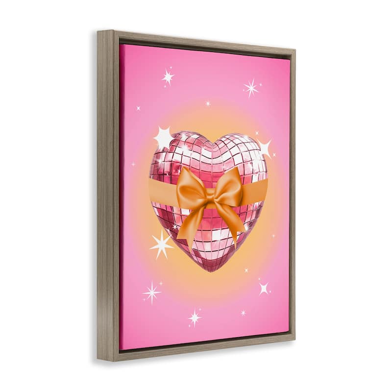 Stupell Heart Disco & Ribbon Framed Floater Canvas Wall Art Design By Susan Arnot