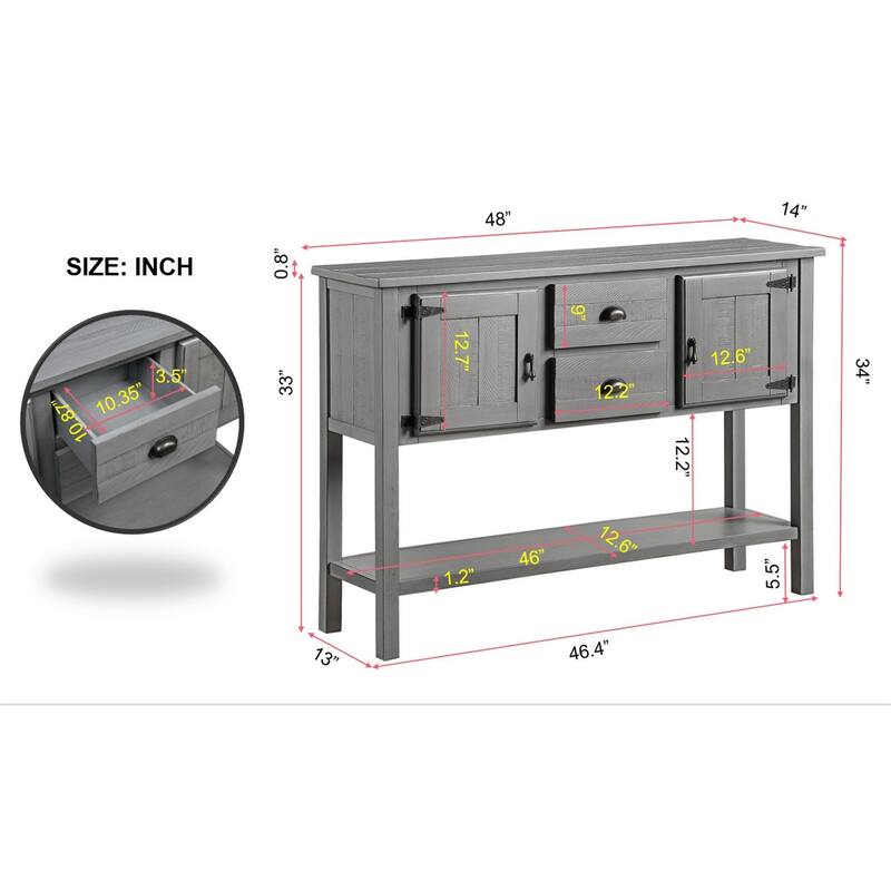 Sideboard 48'' Solid Wood Storage Cabinet Console Table