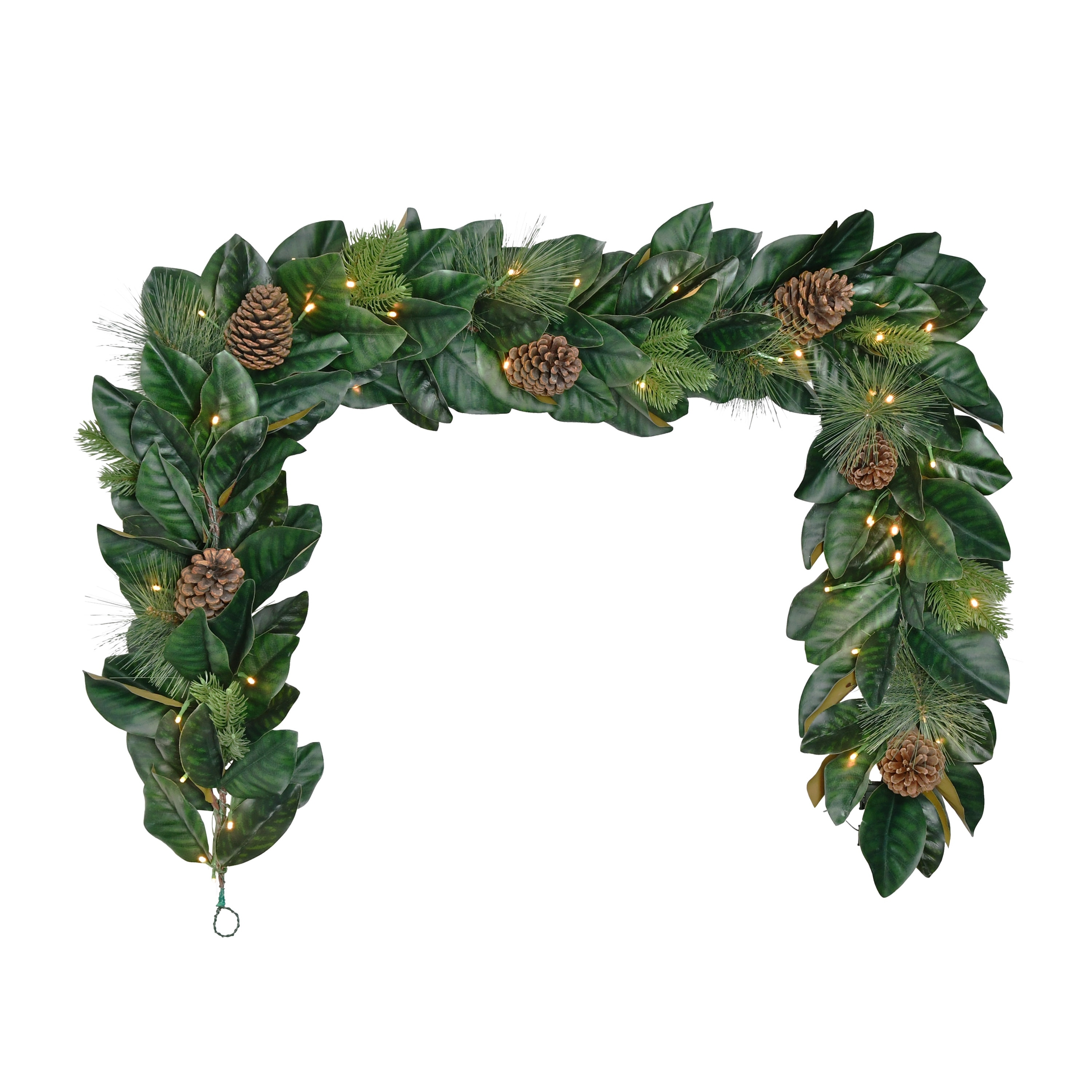 Puleo International 6 ft. x 9 in. Pre-Lit Magnolia Artificial Garland