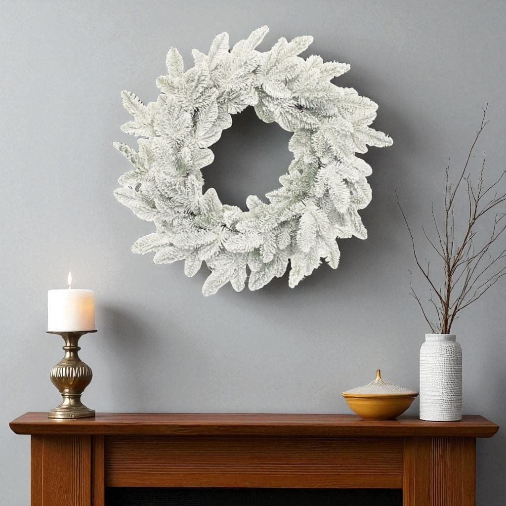 HomeRoots 25" White Flocked Pine Christmas Artificial Wreath