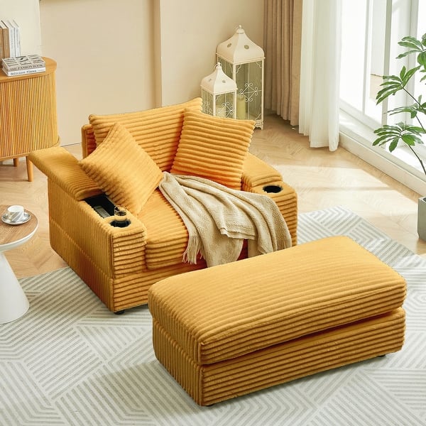 Corduroy Single Sofa Ottoman Set Oversized Chaise Lounge Armchair Bed  Bath Beyond 41222839