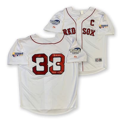 Jason Varitek Autographed Boston Red Sox 2004 2007 World Series Signed Majestic Baseball Jersey JSA COA - 8'6" x 11'6"