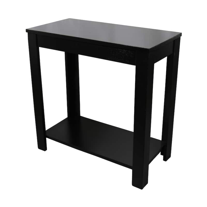 24" Narrow Wood Side Table with Bottom Shelf Rectangular End Table for Bedroom or Living Room - 24"L x 12"W x 24"H - Black