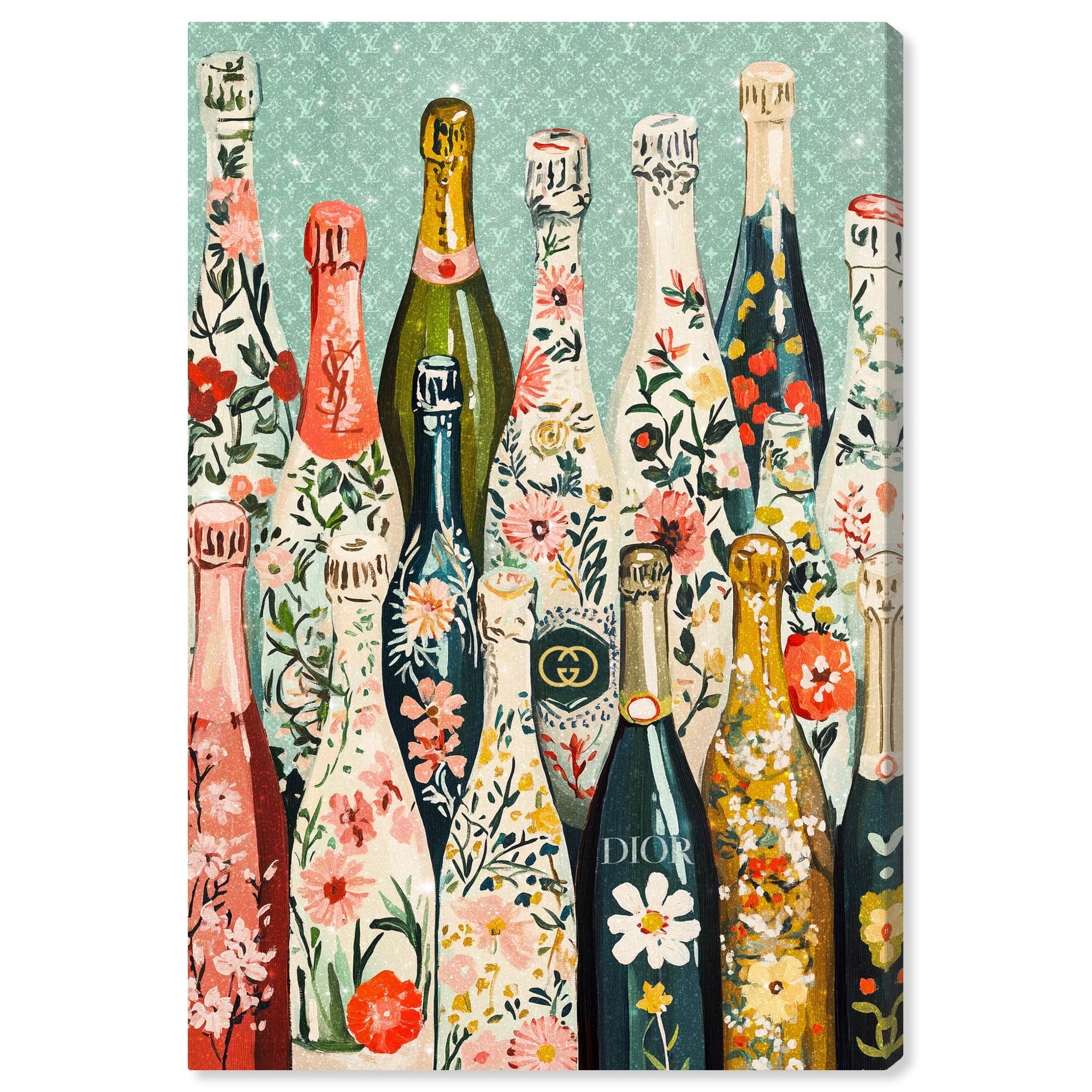 Floral Collection Bottles Canvas by Art Remedy, Gallery Wrapped