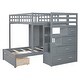 preview thumbnail 4 of 16, Full Over Twin Bunk Bed w/Wardrobe, Stairs Side Drawers, Footboard Drawer and Full-length Guardrail - Wooden Storage Bed Frame