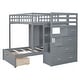 preview thumbnail 5 of 30, Full Over Twin Bunk Bed with Wardrobe and Drawers, Space-saving, Gray