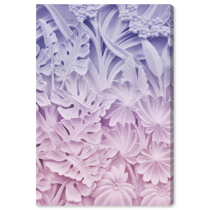 Wynwood Studio Canvas Floral and Botanical Clay Flowers and Leaves Purple and Light Purple Tropical Wall Art Canvas Print