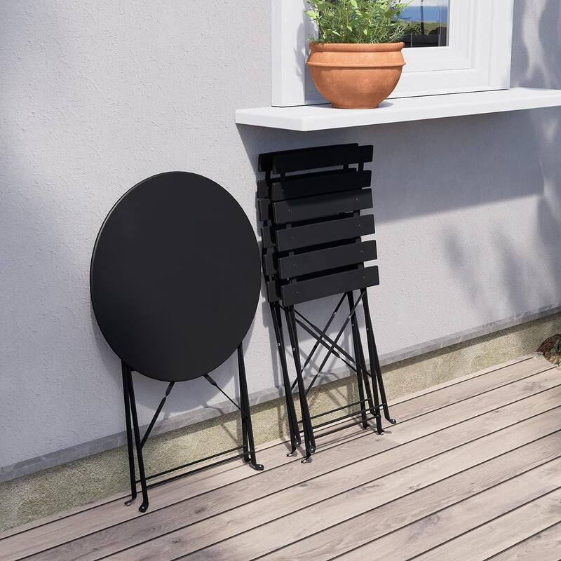3 Piece Foldable Patio Set, Bistro Set, Outdoor Table and Chairs
