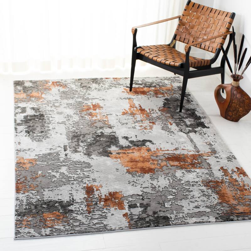 SAFAVIEH Craft Quarta Modern Abstract Rug - 6'7" x 9' - Grey/Orange
