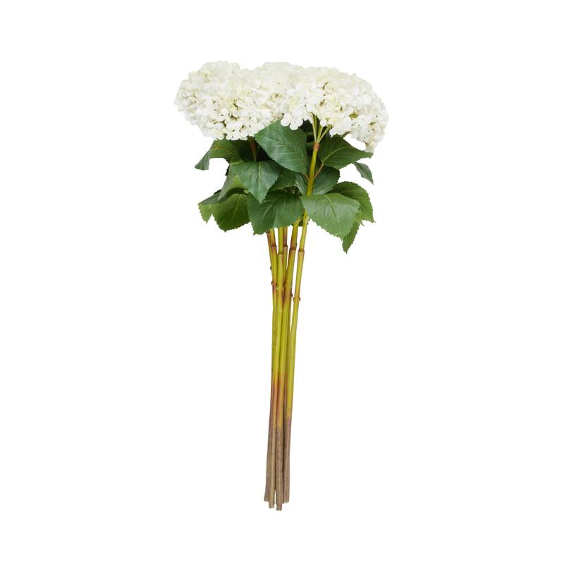 Faux Foliage Hydrangea Tall Artificial Flower Stem - Set of 8 White - Roche River Decor