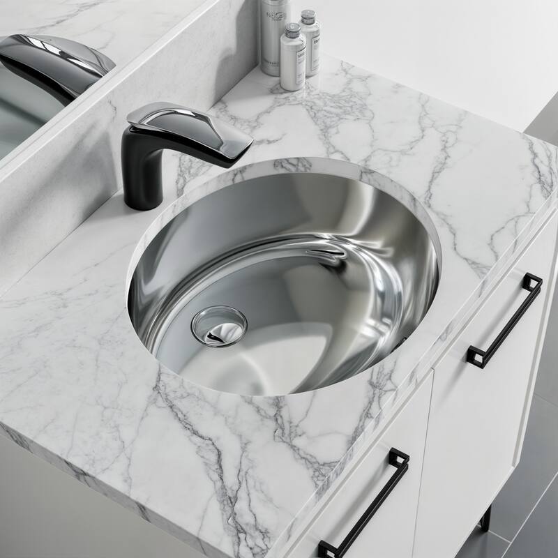 Dowell Undermount Single Bowl Stainless Steel Bathroom Sink - Oval - 19W x 16L x 7H - 19W x 16L x 7H